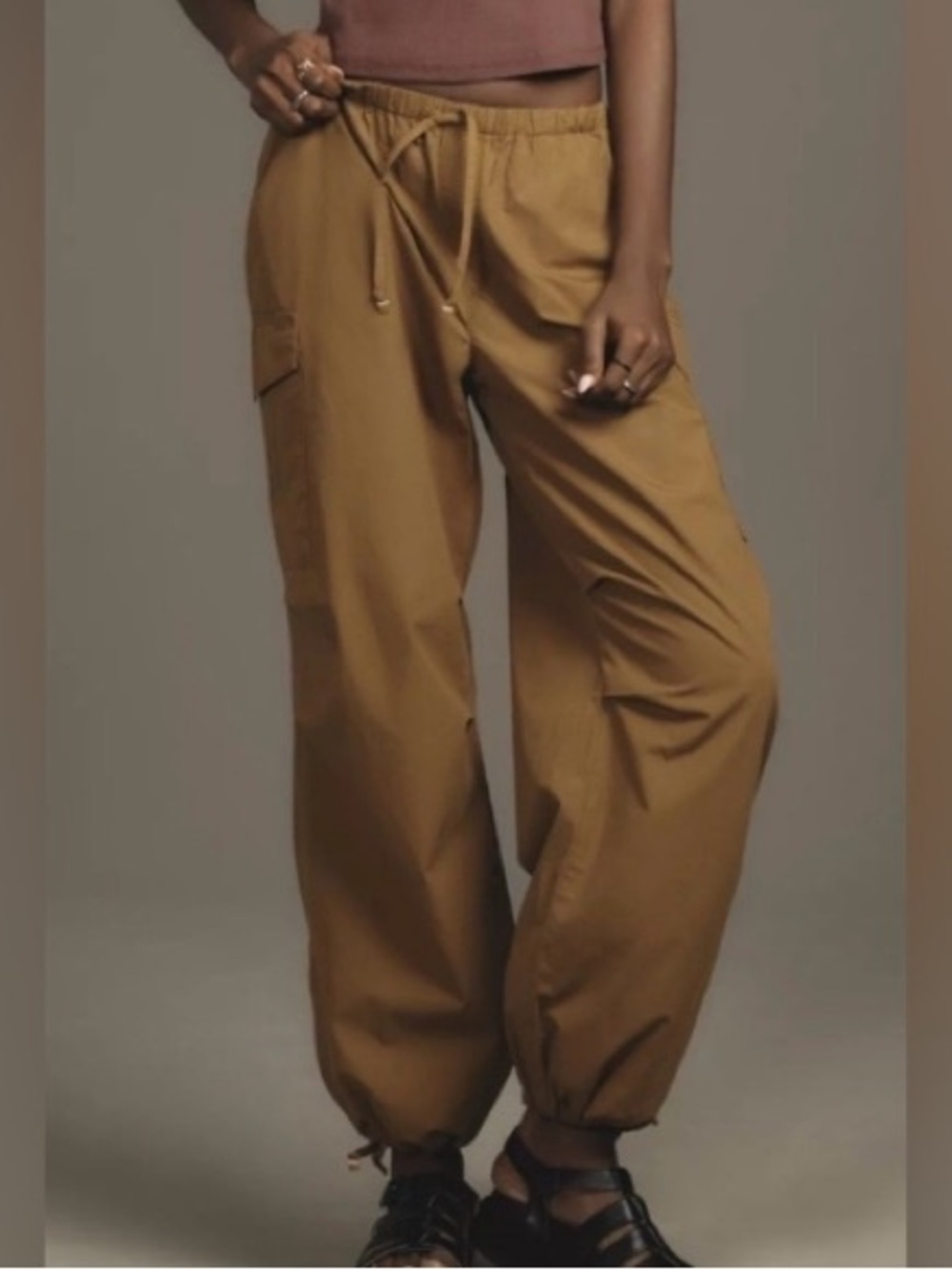 Pilcro by Anthropologie Relaxed Cargo Track Pants - Rich Tan-Size Large-NWOT